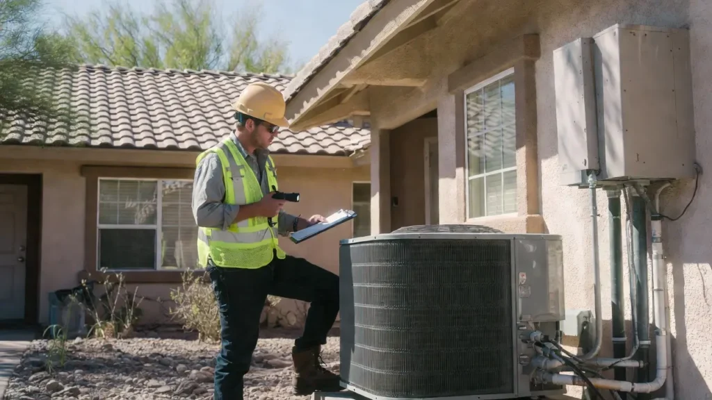 Pre-listing home inspection Phoenix Arizona showing HVAC system check before selling house