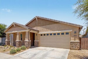 Front elevation of a 2019 home in the Cadence at Gateway community