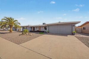 Front of single-story home at 6619 E Ellis St in Dreamland Villa, Mesa AZ