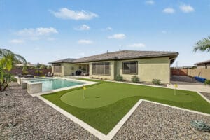 Backyard three-hole putting green at 1255 E Mead Dr, Gilbert, AZ