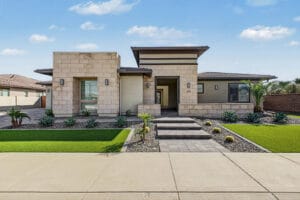 Front exterior of 1255 E Mead Dr, Gilbert, AZ, a 2023 Tri Pointe home in Domaine at Waterston