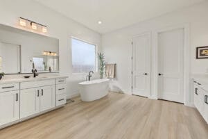 Primary bath with separate tub and shower
