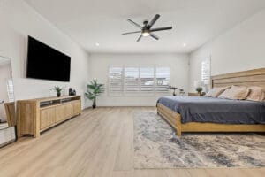 Primary bedroom at 1255 E Mead Dr, Gilbert, AZ, with 10-foot ceilings