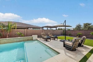 Baja shelf tanning ledge in the self-cleaning heated pool